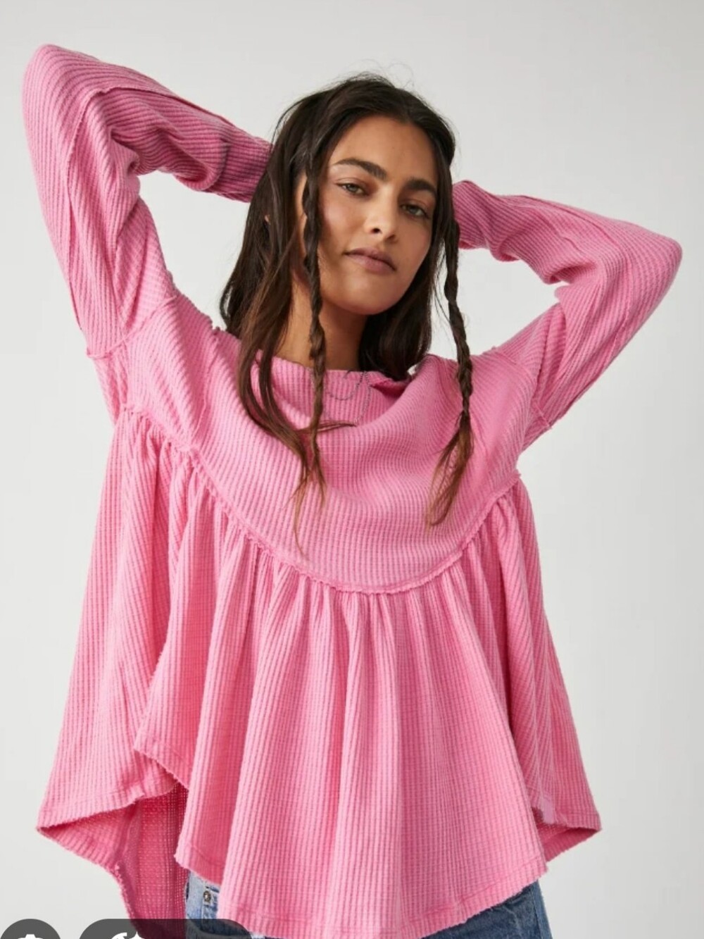 We The Free Pink Ribbed Peplum Tunic Top Free people
